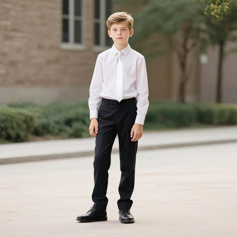 Branduce Pre-Tied Boys Ties Solid Color Kids Adjustable Necktie for Age 8-12 Wedding School Graduation - Image 3